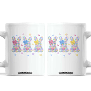 Faux Yarn Easter Bunny Effect Printed Coffee Mug Coquette Aesthetic Gift TS12 White Print Your Wear