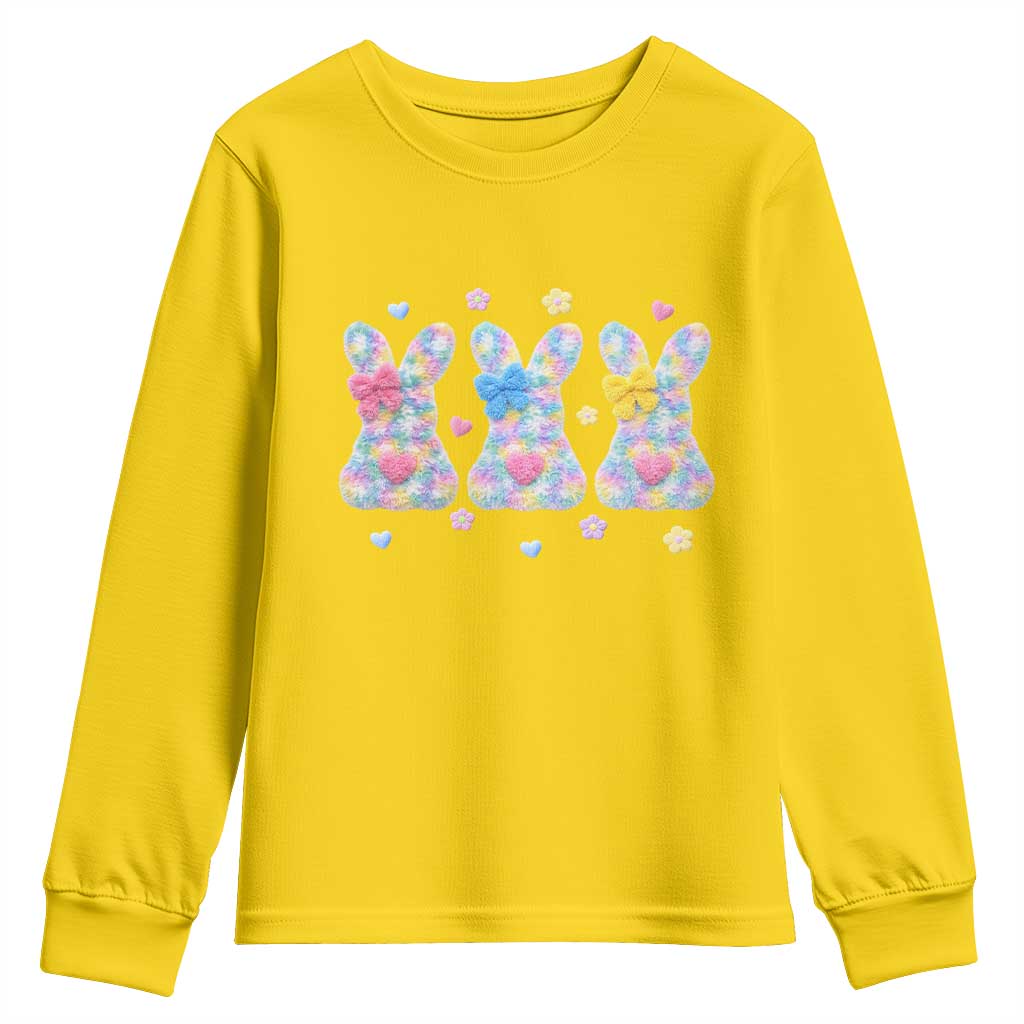 Faux Yarn Easter Bunny Effect Printed Youth Sweatshirt Coquette Aesthetic Gift TS12 Daisy Print Your Wear