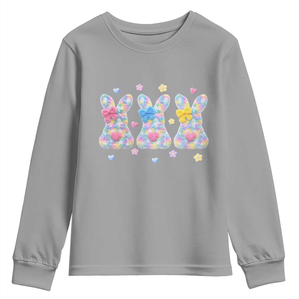 Faux Yarn Easter Bunny Effect Printed Youth Sweatshirt Coquette Aesthetic Gift TS12 Sport Gray Print Your Wear