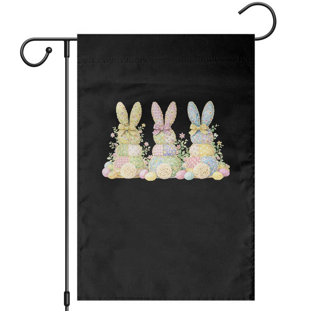 Faux Patchwork Easter Bunny Effect Printed Garden Flag Cottagecore Bunny Gift For Women TS12 Black Print Your Wear