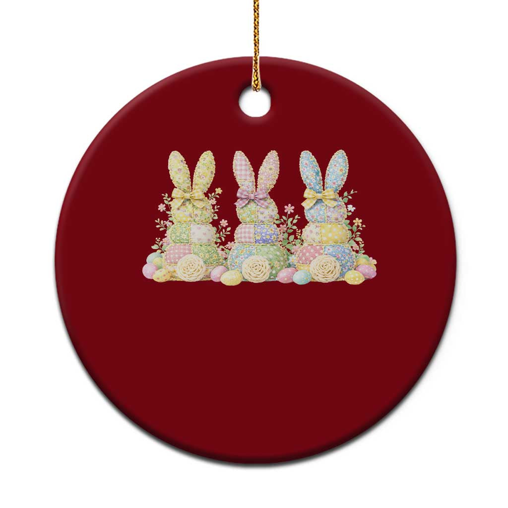 Faux Patchwork Easter Bunny Effect Printed Ceramic Ornament Cottagecore Bunny Gift For Women TS12 1pc Red Print Your Wear
