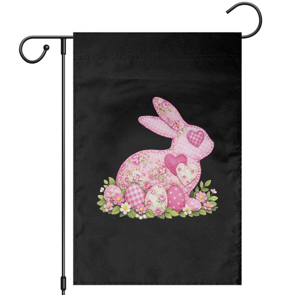 Faux Patchwork Easter Bunny Effect Printed Garden Flag Vintage Cottagecore Floral Bunny Gift TS12 Black Print Your Wear
