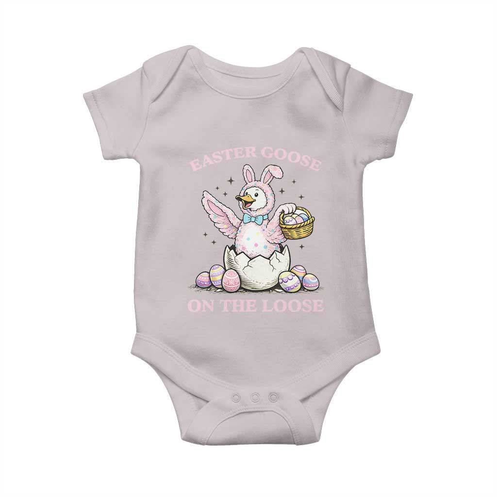 Easter Goose On The Loose Baby Onesie Funny Easter Egg Hunt Gift TS12 Ice Gray Print Your Wear