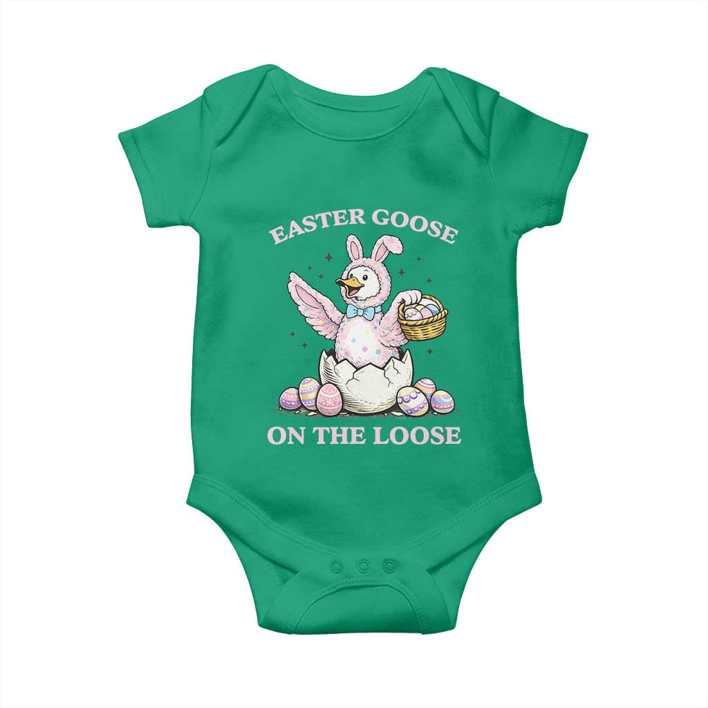 Easter Goose On The Loose Baby Onesie Funny Easter Egg Hunt Gift TS12 Irish Green Print Your Wear