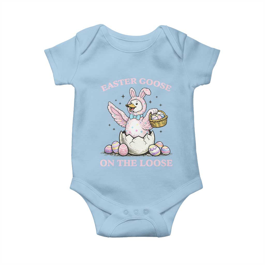 Easter Goose On The Loose Baby Onesie Funny Easter Egg Hunt Gift TS12 Light Blue Print Your Wear
