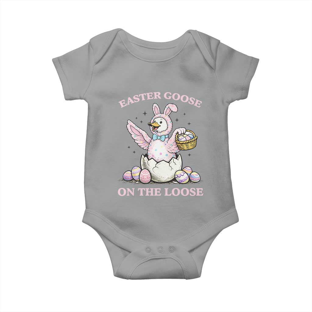 Easter Goose On The Loose Baby Onesie Funny Easter Egg Hunt Gift TS12 Sport Gray Print Your Wear