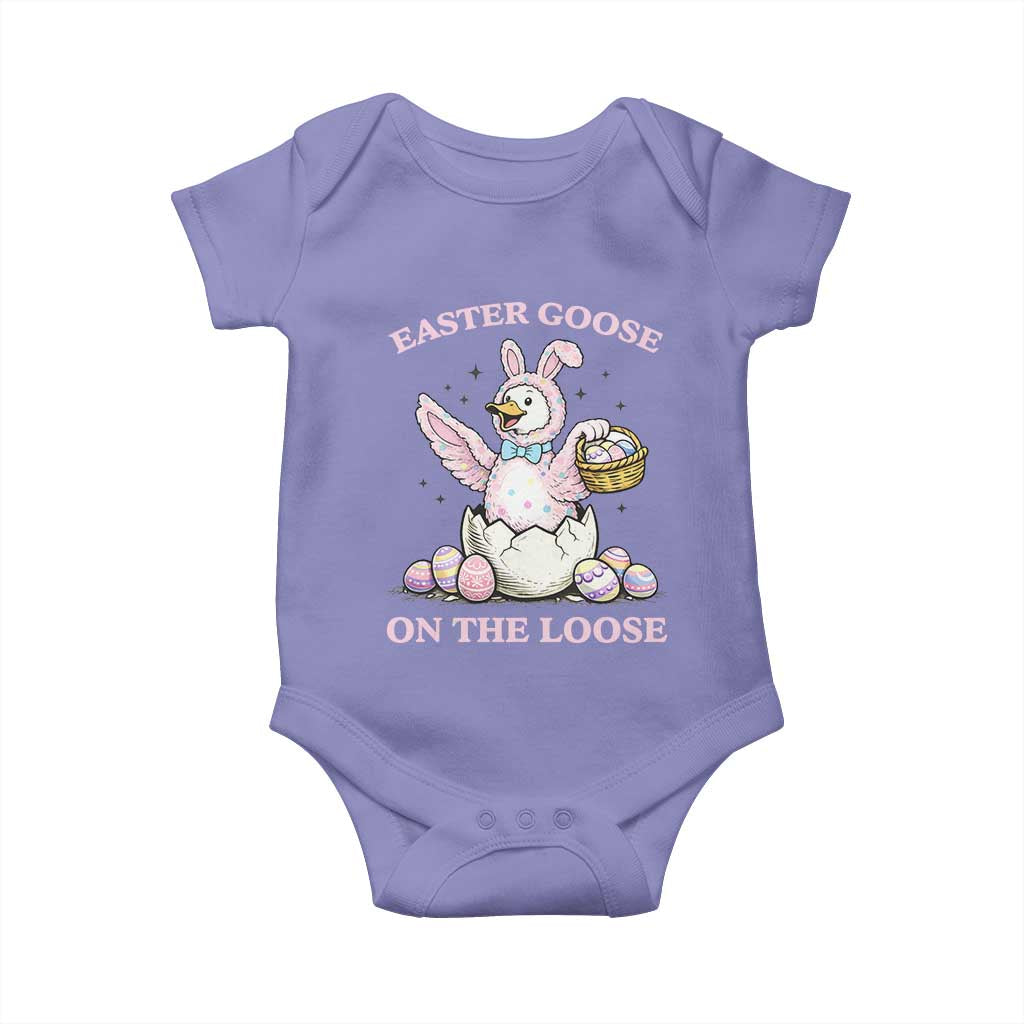 Easter Goose On The Loose Baby Onesie Funny Easter Egg Hunt Gift TS12 Violet Print Your Wear