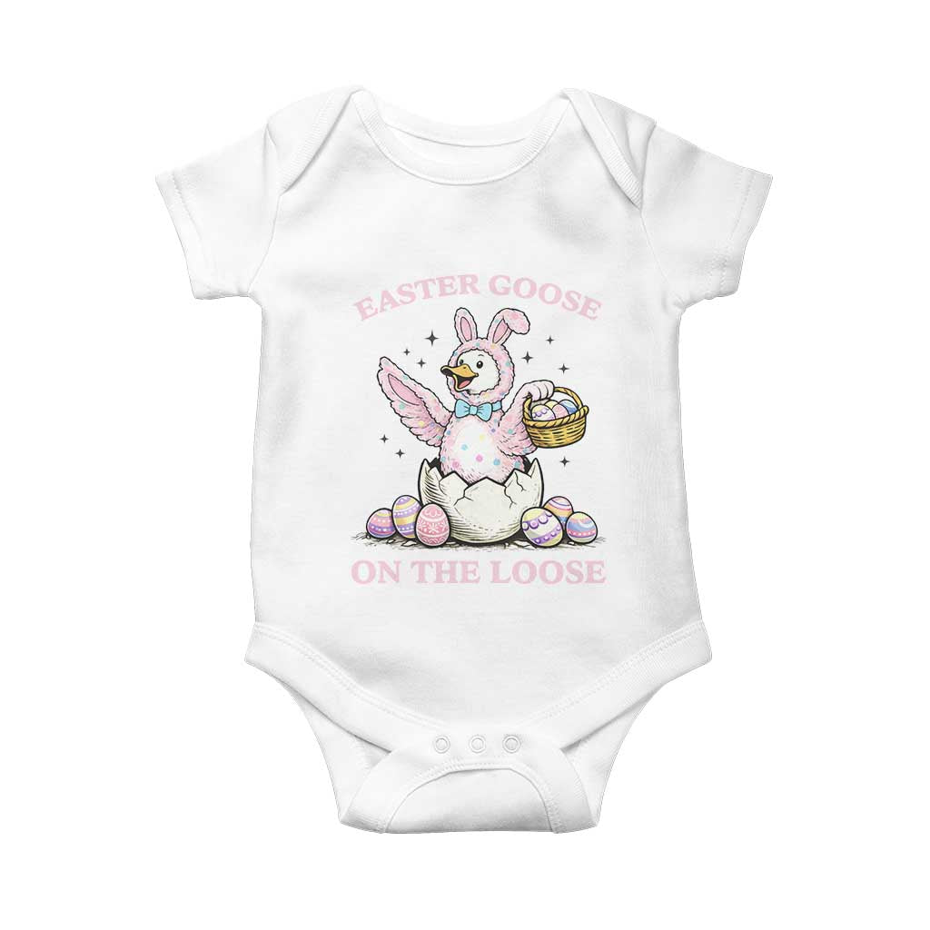 Easter Goose On The Loose Baby Onesie Funny Easter Egg Hunt Gift TS12 White Print Your Wear
