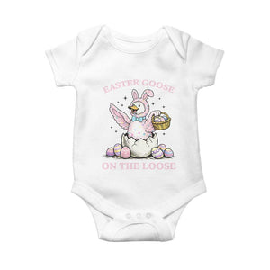 Easter Goose On The Loose Baby Onesie Funny Easter Egg Hunt Gift TS12 White Print Your Wear