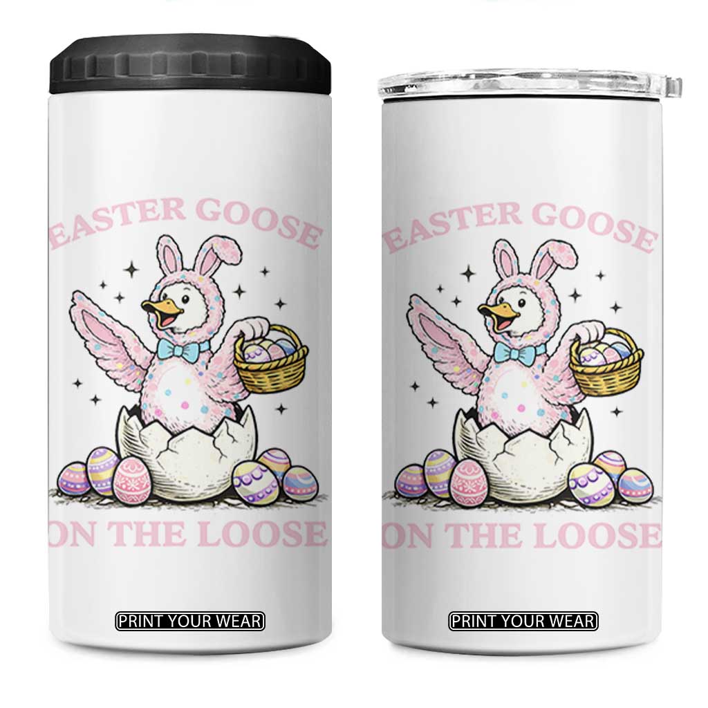 Easter Goose On The Loose 4 in 1 Can Cooler Tumbler Funny Easter Egg Hunt Gift TS12 One Size: 16 oz White Print Your Wear