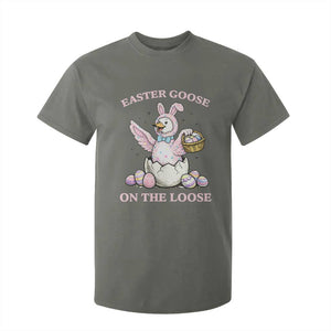 Easter Goose On The Loose T Shirt For Kid Funny Easter Egg Hunt Gift TS12 Military Green Print Your Wear