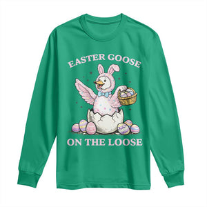 Easter Goose On The Loose Long Sleeve Shirt Funny Easter Egg Hunt Gift TS12 Irish Green Print Your Wear