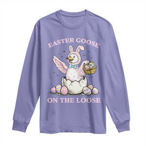 Easter Goose On The Loose Long Sleeve Shirt Funny Easter Egg Hunt Gift TS12 Violet Print Your Wear