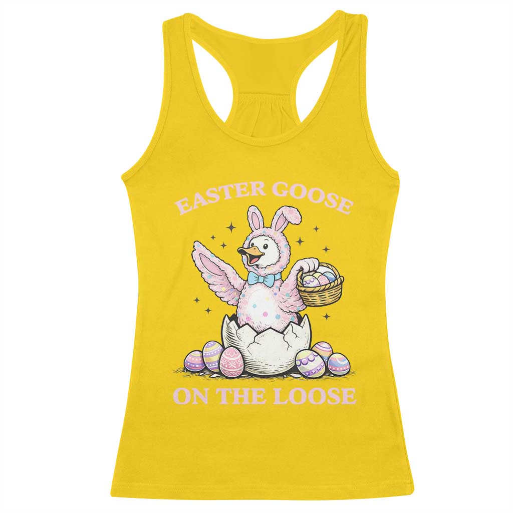 Easter Goose On The Loose Racerback Tank Top Funny Easter Egg Hunt Gift TS12 Daisy Print Your Wear