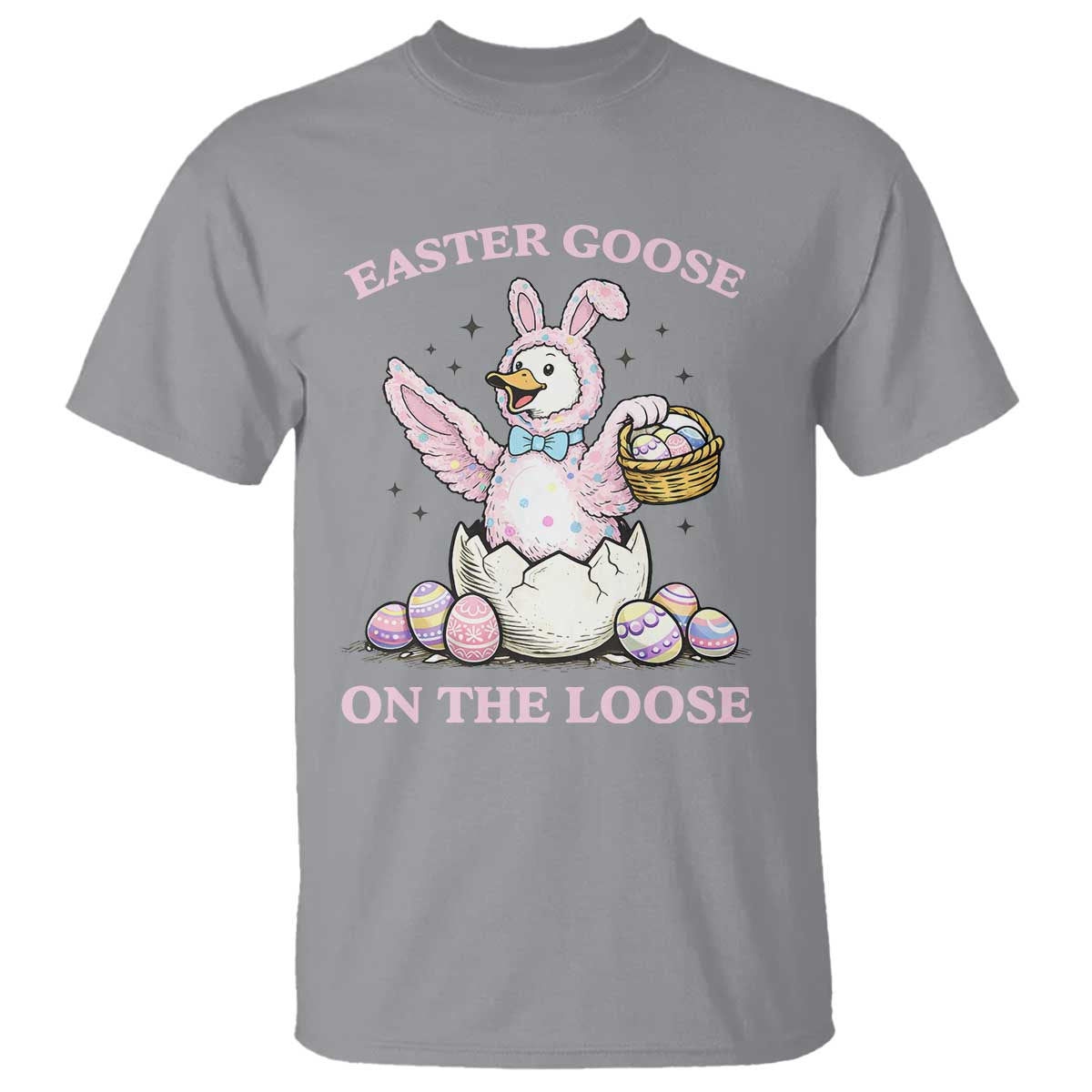 Easter Goose On The Loose T Shirt Funny Easter Egg Hunt Gift TS12 Sport Gray Print Your Wear
