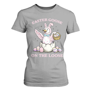 Easter Goose On The Loose T Shirt For Women Funny Easter Egg Hunt Gift TS12 Sport Gray Print Your Wear