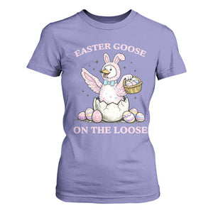 Easter Goose On The Loose T Shirt For Women Funny Easter Egg Hunt Gift TS12 Violet Print Your Wear