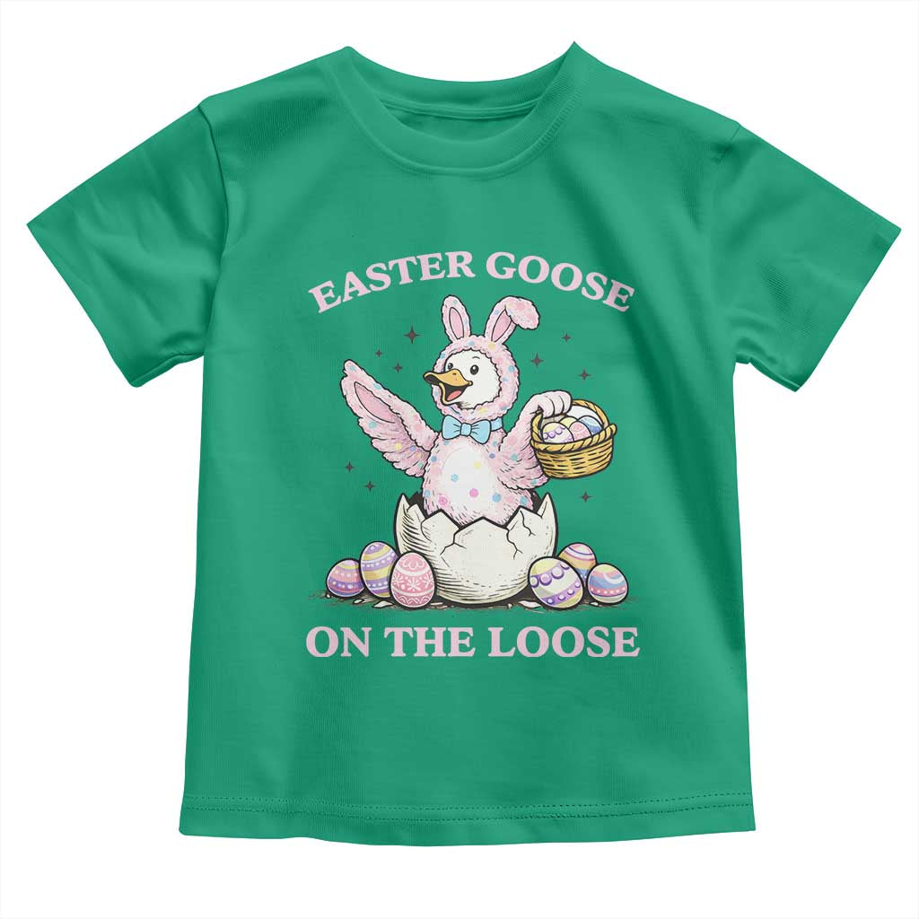 Easter Goose On The Loose Toddler T Shirt Funny Easter Egg Hunt Gift TS12 Irish Green Print Your Wear