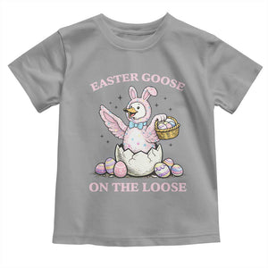 Easter Goose On The Loose Toddler T Shirt Funny Easter Egg Hunt Gift TS12 Sport Gray Print Your Wear