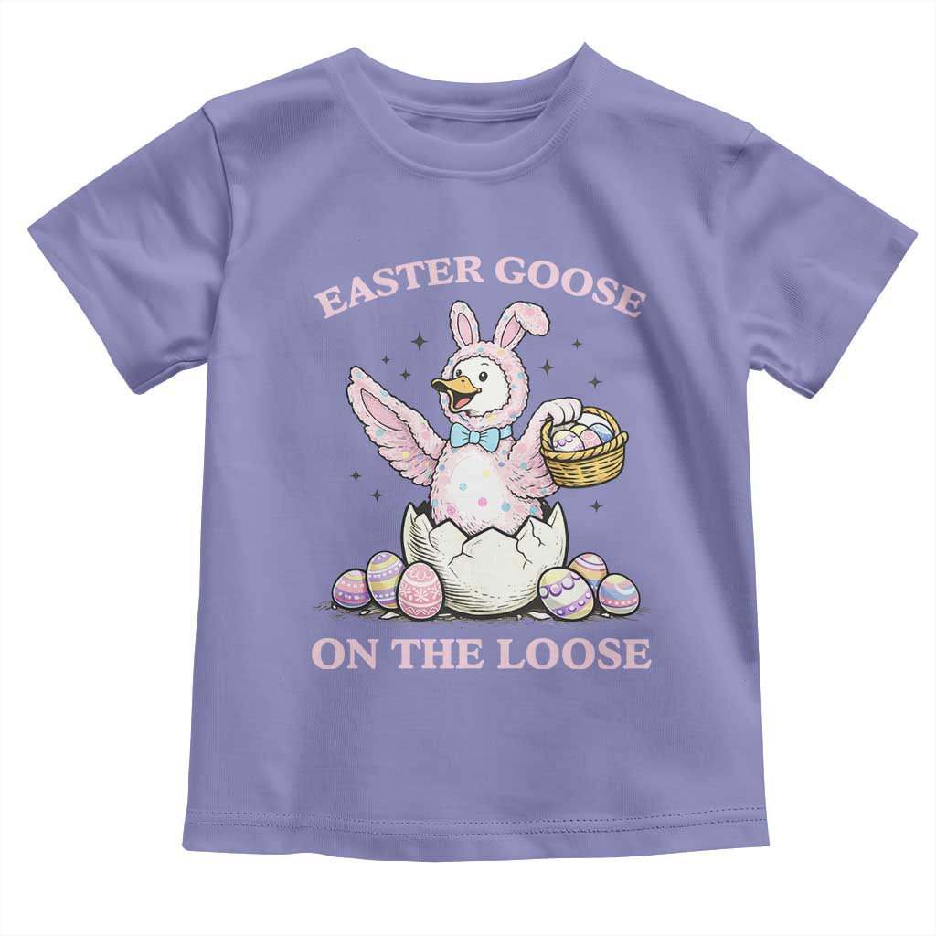 Easter Goose On The Loose Toddler T Shirt Funny Easter Egg Hunt Gift TS12 Violet Print Your Wear