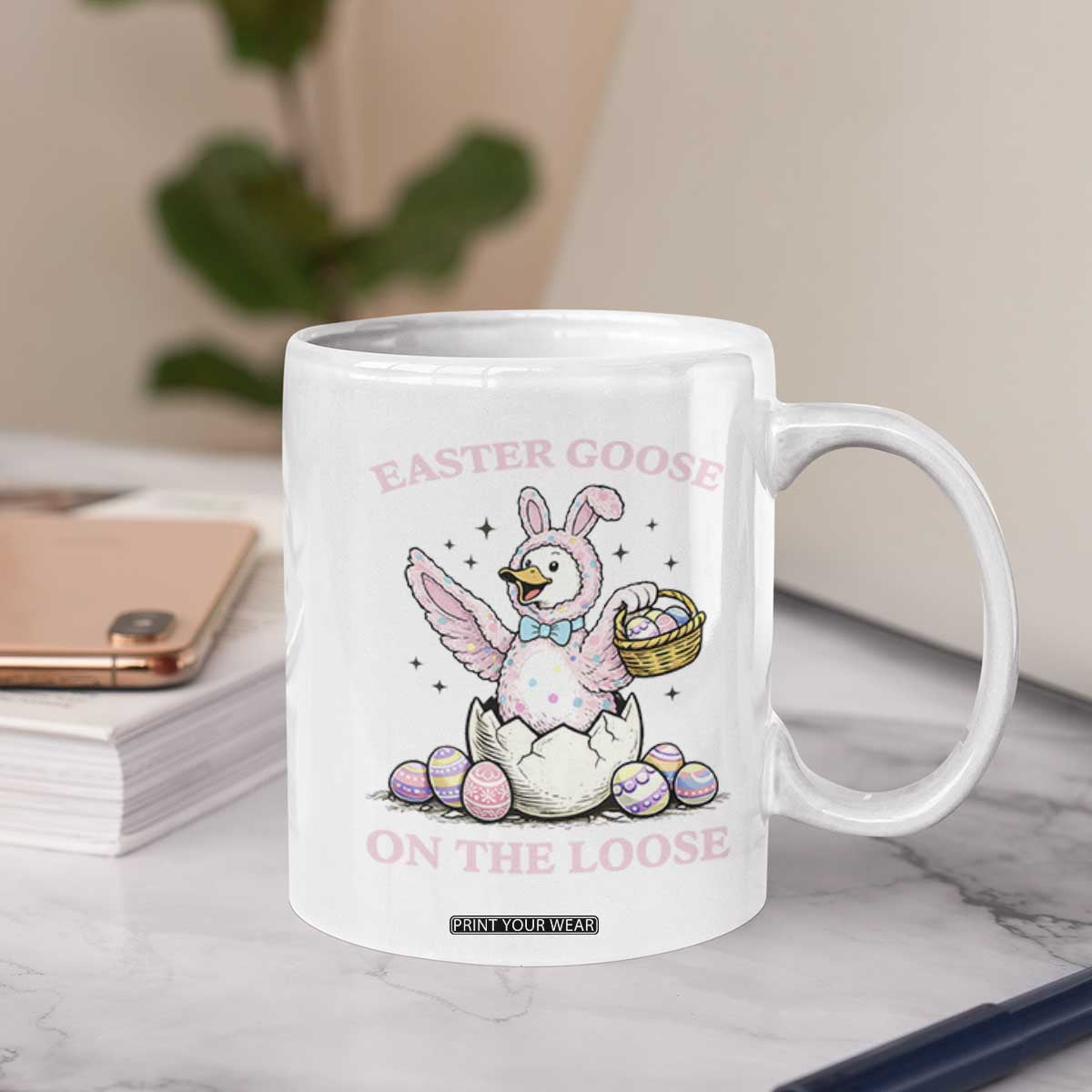 Easter Goose On The Loose Coffee Mug Funny Easter Egg Hunt Gift TS12 Print Your Wear