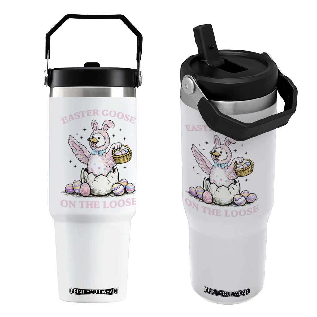 Easter Goose On The Loose Flip Straw Tumbler Funny Easter Egg Hunt Gift TS12 One Size: 30 oz White Print Your Wear