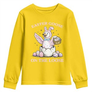 Easter Goose On The Loose Youth Sweatshirt Funny Easter Egg Hunt Gift TS12 Daisy Print Your Wear