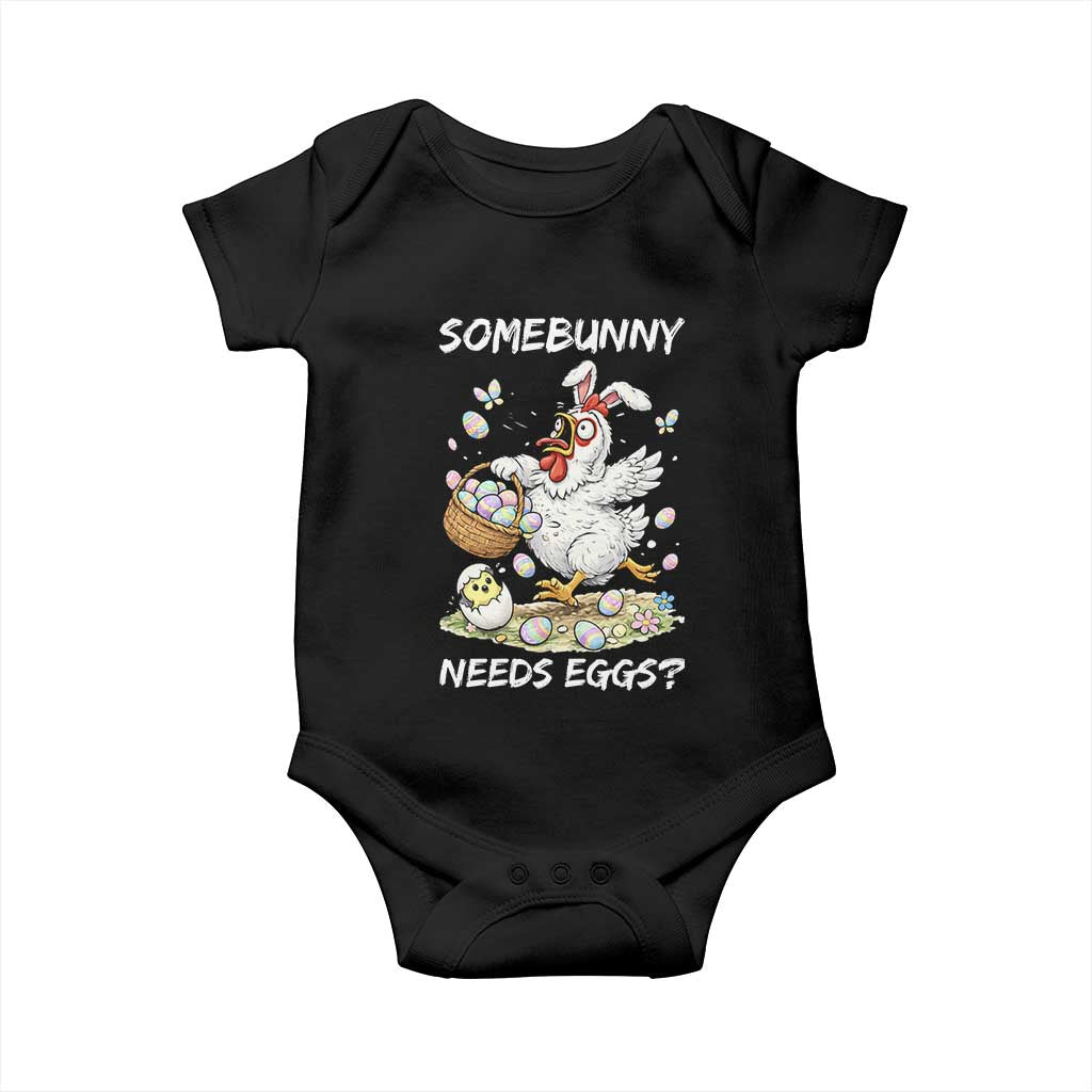 Funny Easter Chicken Bunny Ears Baby Onesie Somebunny Needs Eggs TS12 Black Print Your Wear