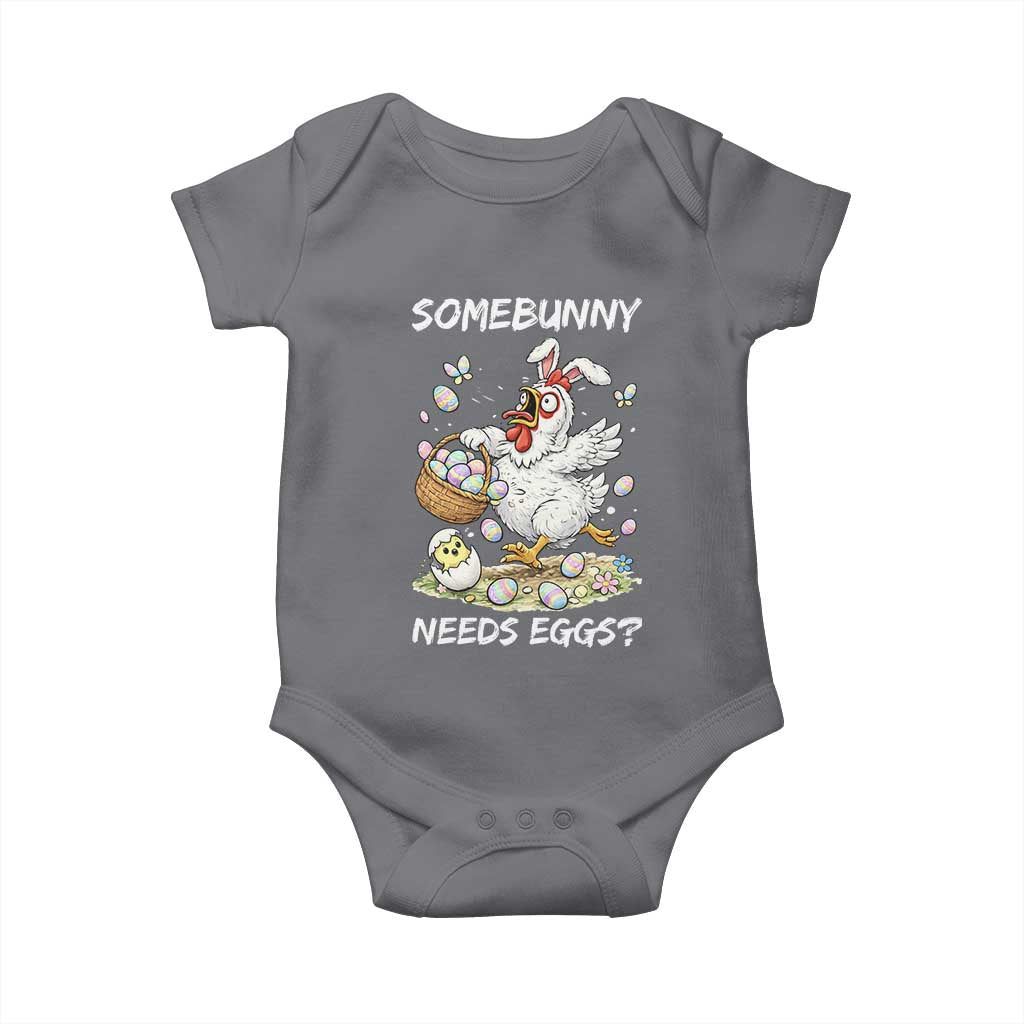 Funny Easter Chicken Bunny Ears Baby Onesie Somebunny Needs Eggs TS12 Charcoal Print Your Wear
