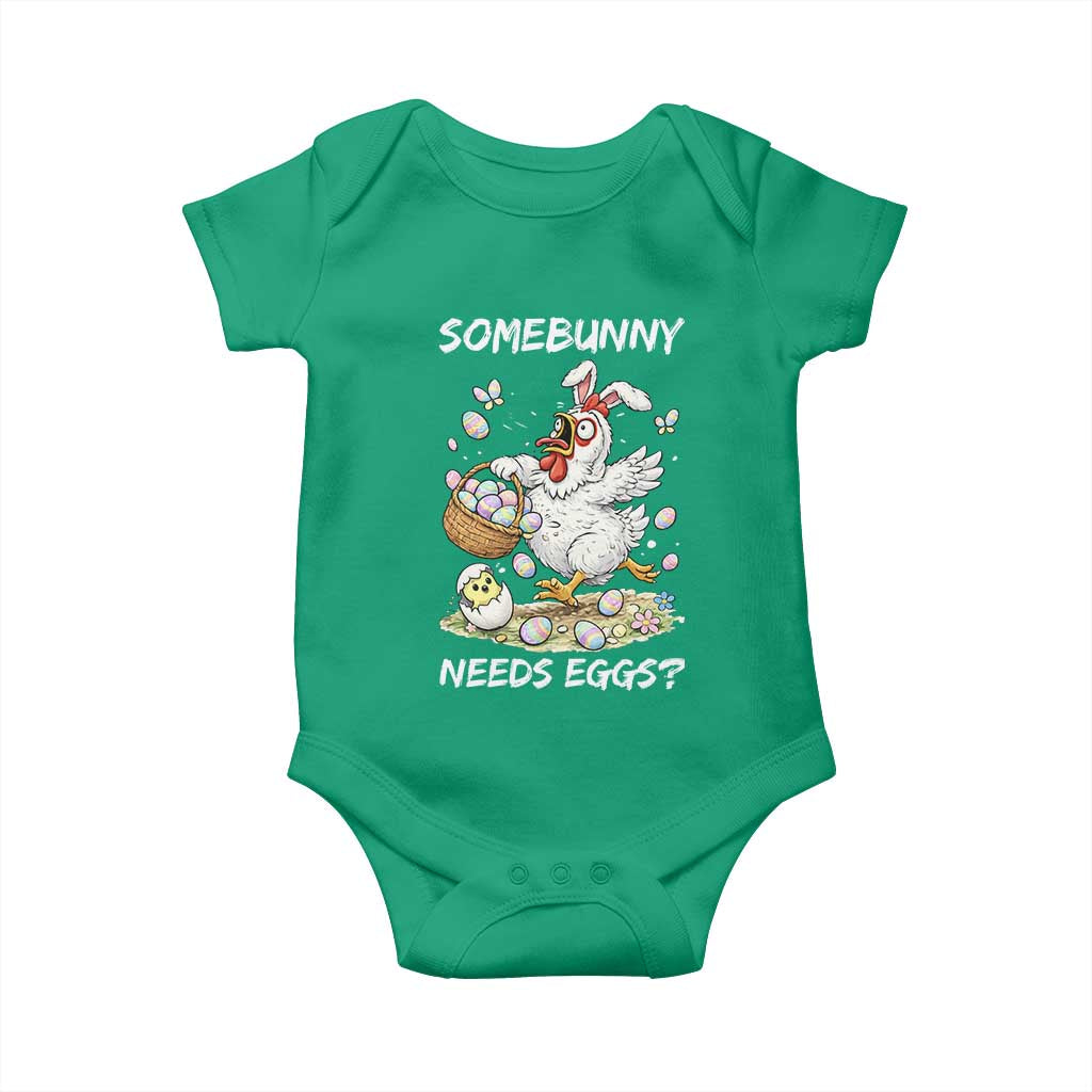 Funny Easter Chicken Bunny Ears Baby Onesie Somebunny Needs Eggs TS12 Irish Green Print Your Wear