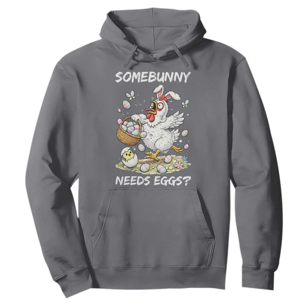 Funny Easter Chicken Bunny Ears Hoodie Somebunny Needs Eggs TS12 Charcoal Print Your Wear