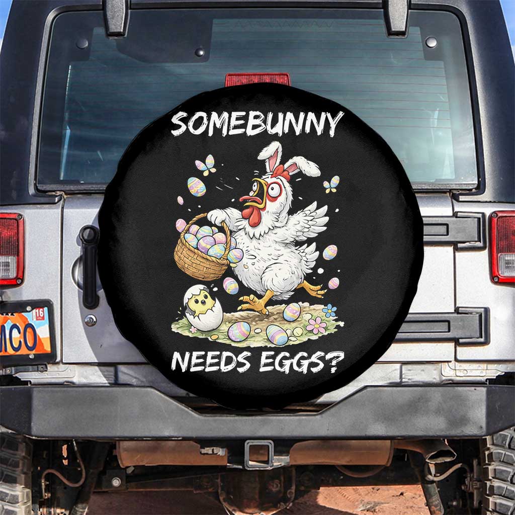 Funny Easter Chicken Bunny Ears Spare Tire Cover Somebunny Needs Eggs TS12 No hole Black Print Your Wear