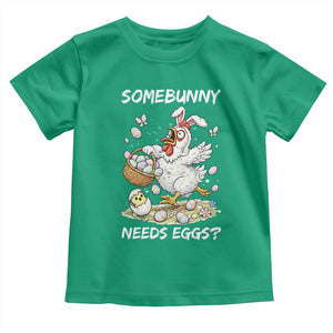 Funny Easter Chicken Bunny Ears Toddler T Shirt Somebunny Needs Eggs TS12 Irish Green Print Your Wear