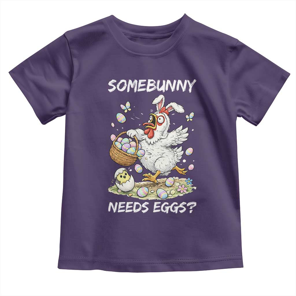 Funny Easter Chicken Bunny Ears Toddler T Shirt Somebunny Needs Eggs TS12 Purple Print Your Wear