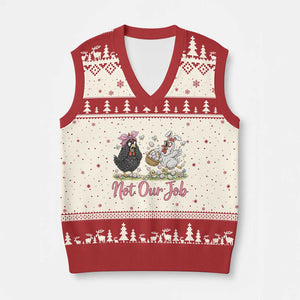 Funny Chicken Bunny Ears V-Neck Knit Sweater Vest Not Our Job Easter Gift TS12 Beige Red Print Your Wear