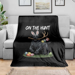 Funny Easter Hunting Dog Throw Blanket Labrador Bunny Ears On The Hunt TS12 Print Your Wear