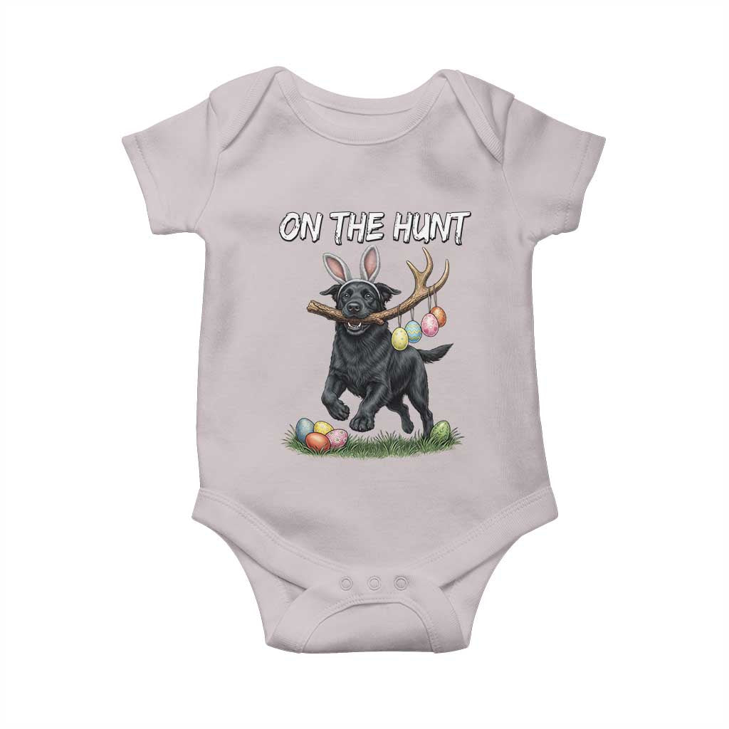 Funny Easter Hunting Dog Baby Onesie Labrador Bunny Ears On The Hunt TS12 Ice Gray Print Your Wear