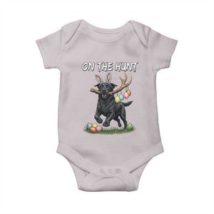 Funny Easter Hunting Dog Baby Onesie Labrador Bunny Ears On The Hunt TS12 Ice Gray Print Your Wear