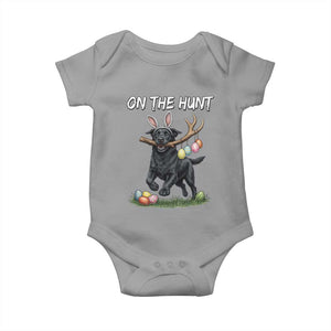 Funny Easter Hunting Dog Baby Onesie Labrador Bunny Ears On The Hunt TS12 Sport Gray Print Your Wear
