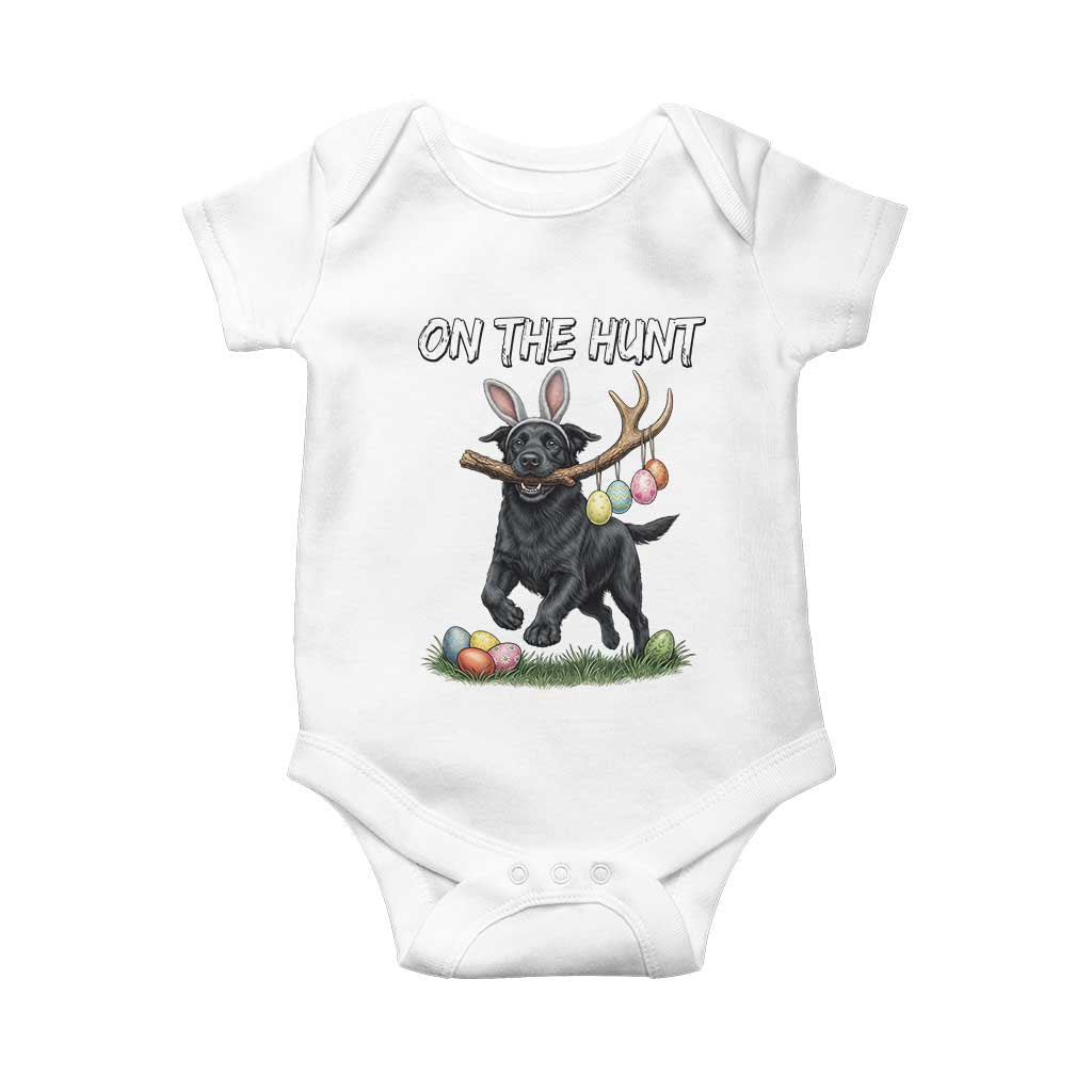 Funny Easter Hunting Dog Baby Onesie Labrador Bunny Ears On The Hunt TS12 White Print Your Wear