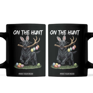 Funny Easter Hunting Dog Coffee Mug Labrador Bunny Ears On The Hunt TS12 Black Print Your Wear
