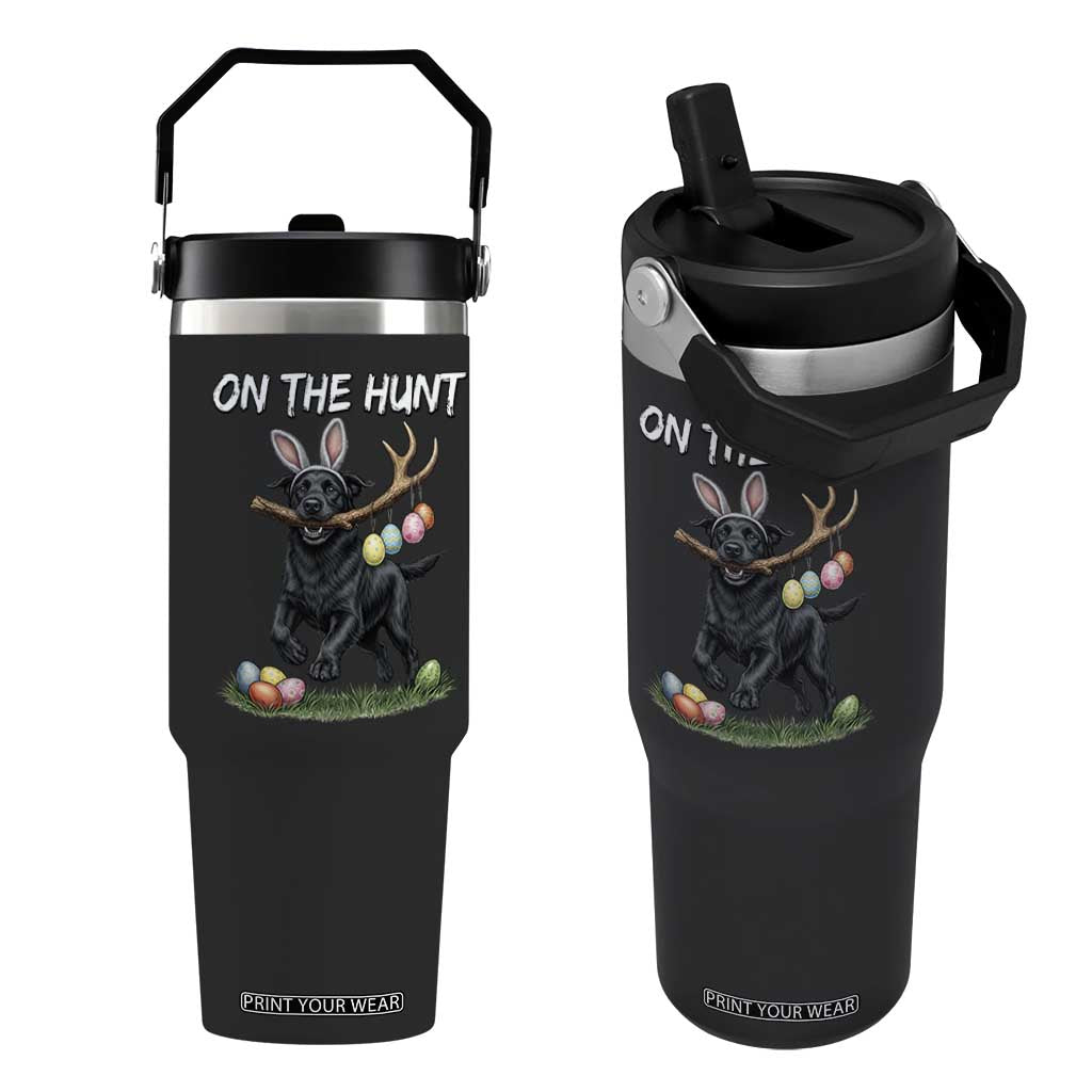 Funny Easter Hunting Dog Flip Straw Tumbler Labrador Bunny Ears On The Hunt TS12 One Size: 30 oz Black Print Your Wear