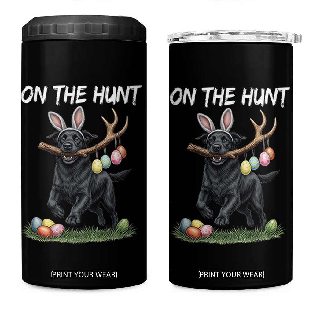 Funny Easter Hunting Dog 4 in 1 Can Cooler Tumbler Labrador Bunny Ears On The Hunt TS12 One Size: 16 oz Black Print Your Wear