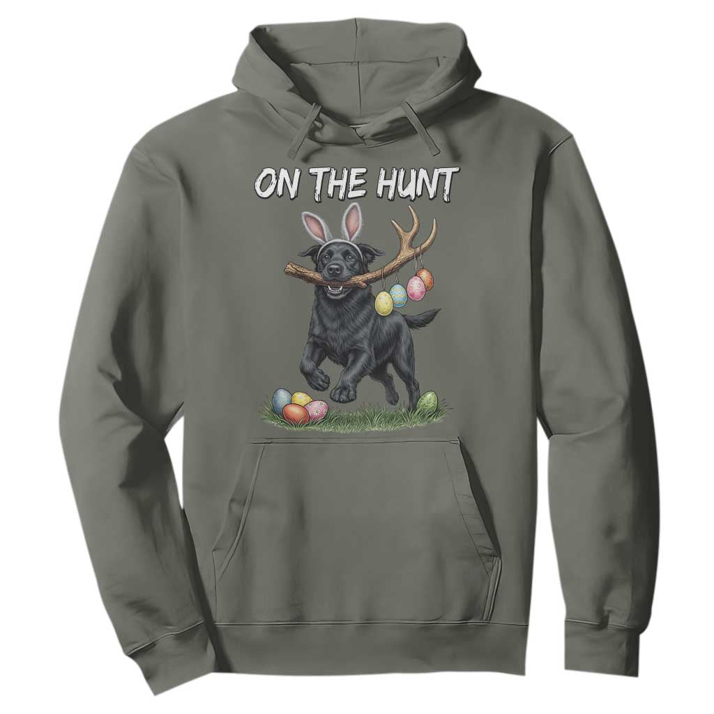 Funny Easter Hunting Dog Hoodie Labrador Bunny Ears On The Hunt TS12 Military Green Print Your Wear