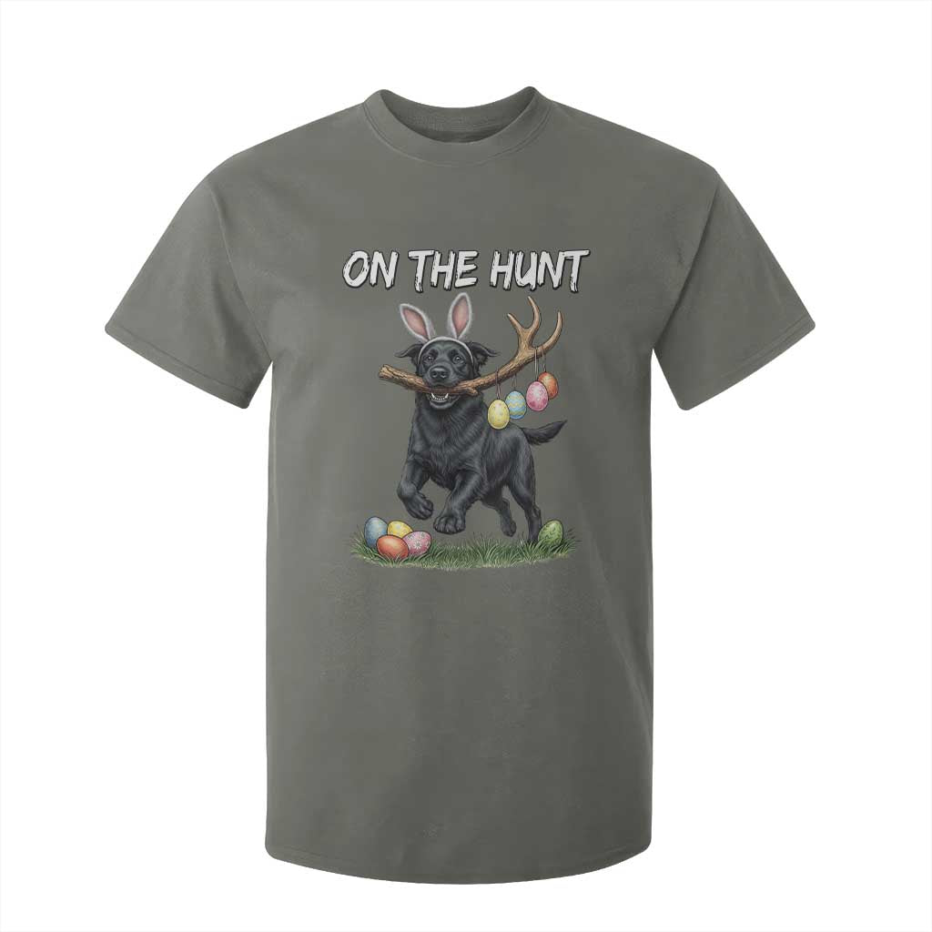 Funny Easter Hunting Dog T Shirt For Kid Labrador Bunny Ears On The Hunt TS12 Military Green Print Your Wear