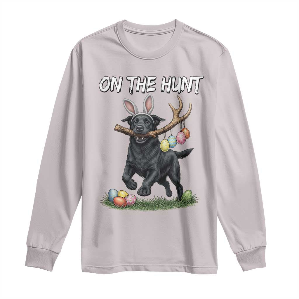 Funny Easter Hunting Dog Long Sleeve Shirt Labrador Bunny Ears On The Hunt TS12 Ice Gray Print Your Wear