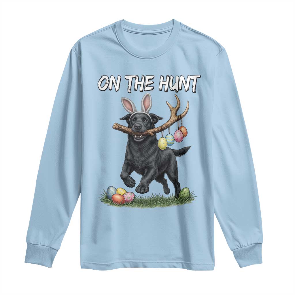 Funny Easter Hunting Dog Long Sleeve Shirt Labrador Bunny Ears On The Hunt TS12 Light Blue Print Your Wear
