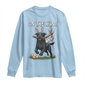 Funny Easter Hunting Dog Long Sleeve Shirt Labrador Bunny Ears On The Hunt TS12 Light Blue Print Your Wear
