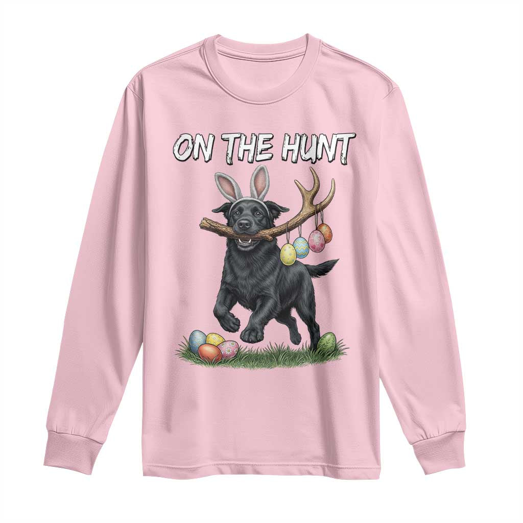 Funny Easter Hunting Dog Long Sleeve Shirt Labrador Bunny Ears On The Hunt TS12 Light Pink Print Your Wear