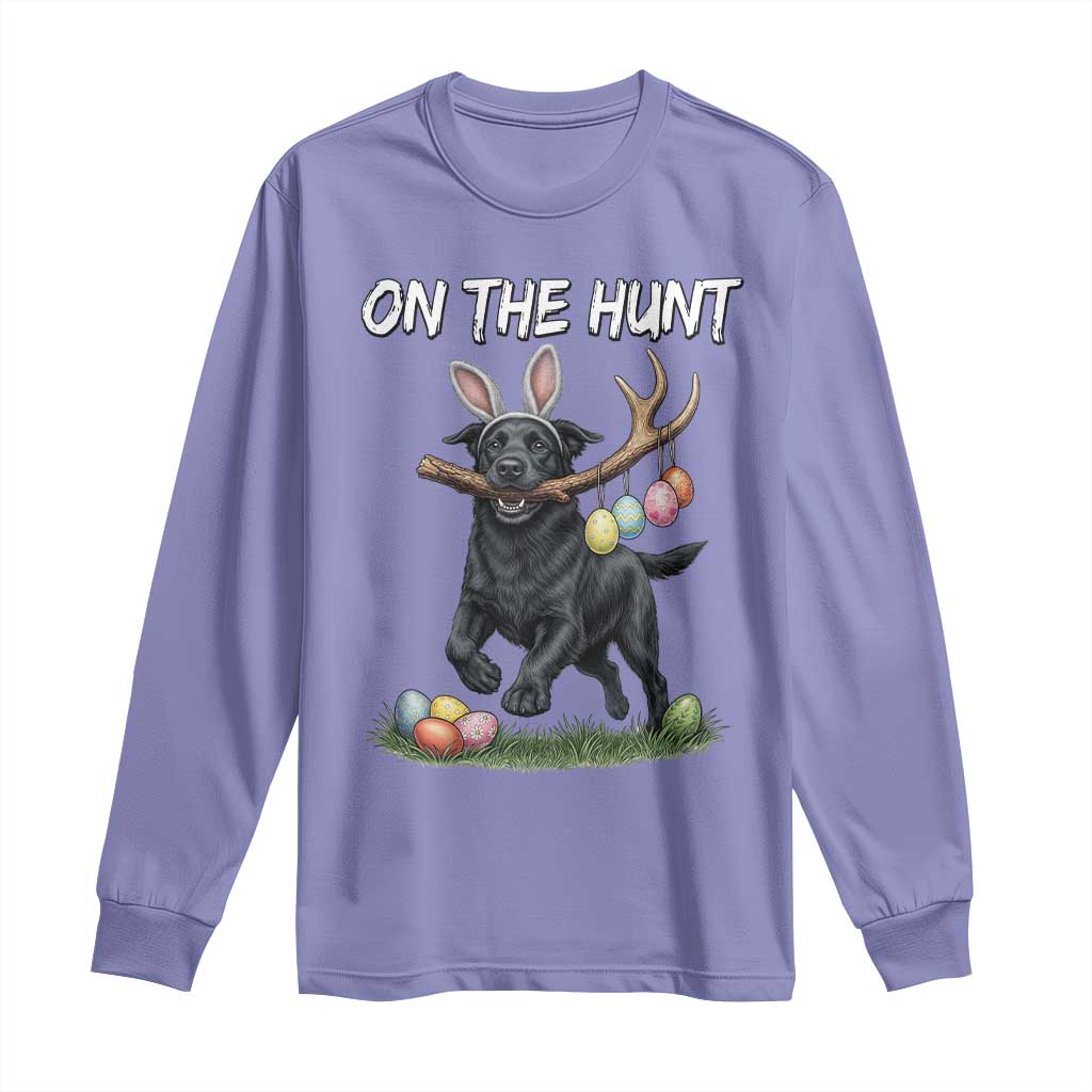 Funny Easter Hunting Dog Long Sleeve Shirt Labrador Bunny Ears On The Hunt TS12 Violet Print Your Wear